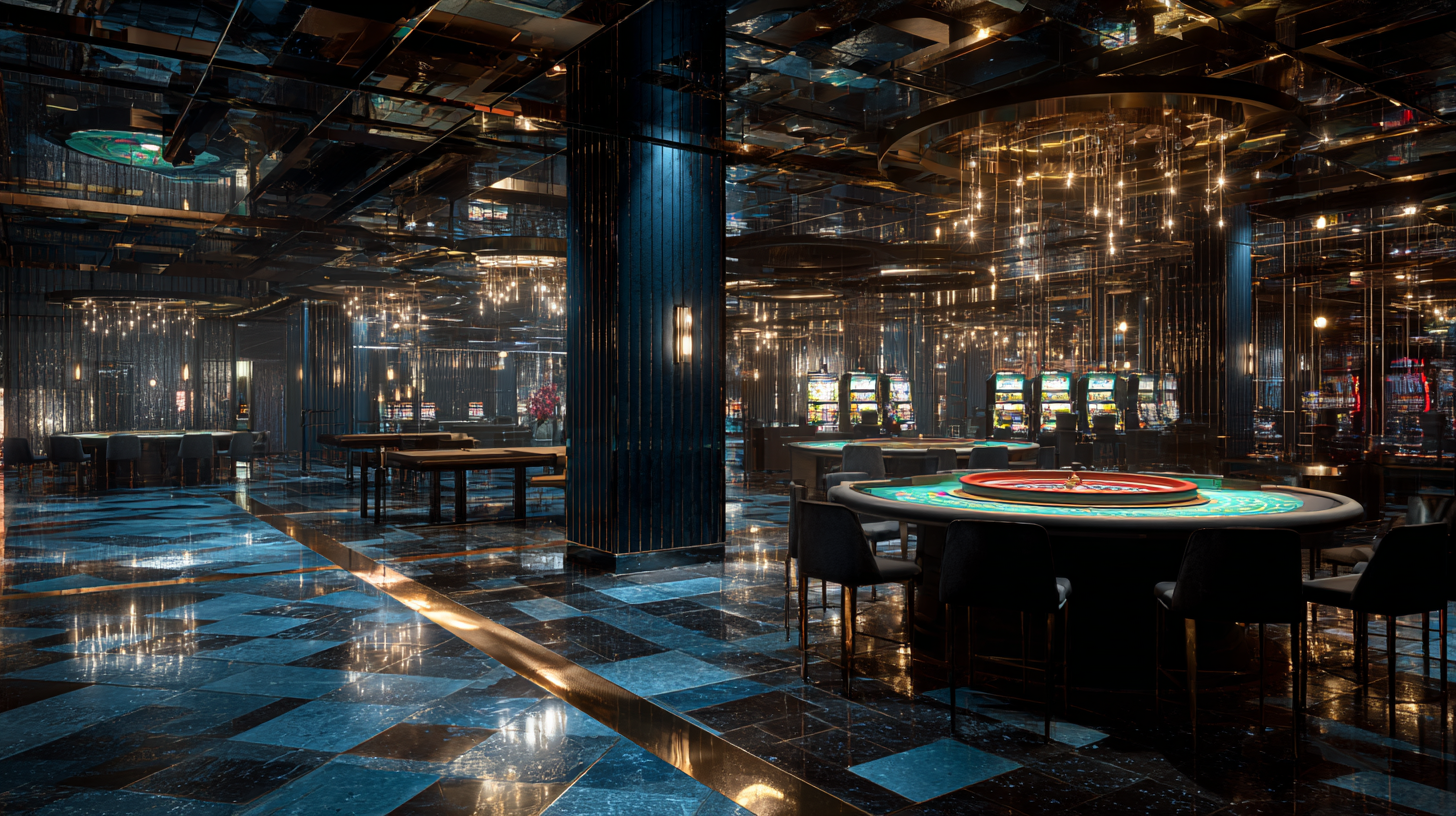 Eleganckie wnętrze Imperial Casino Warsaw z stołami do gier i automatami slotowymi